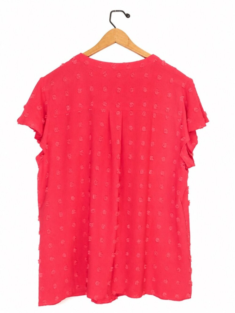 Merokeety Womens Pink Flutter Sleeve Split Neck Top XXL - Picture 3 of 4